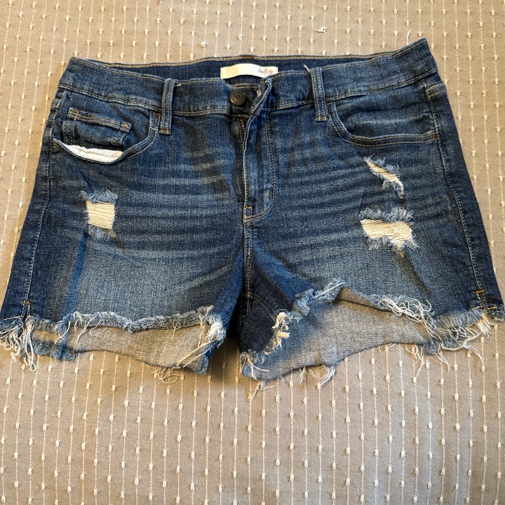 Daytrip Blue Distressed Jean Shorts Raw Hem